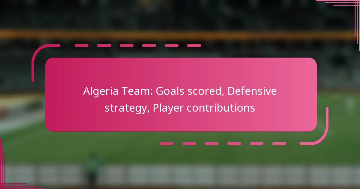 Algeria Team: Goals scored, Defensive strategy, Player contributions