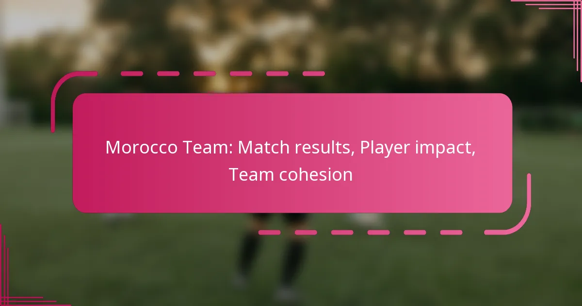 Morocco Team: Match results, Player impact, Team cohesion
