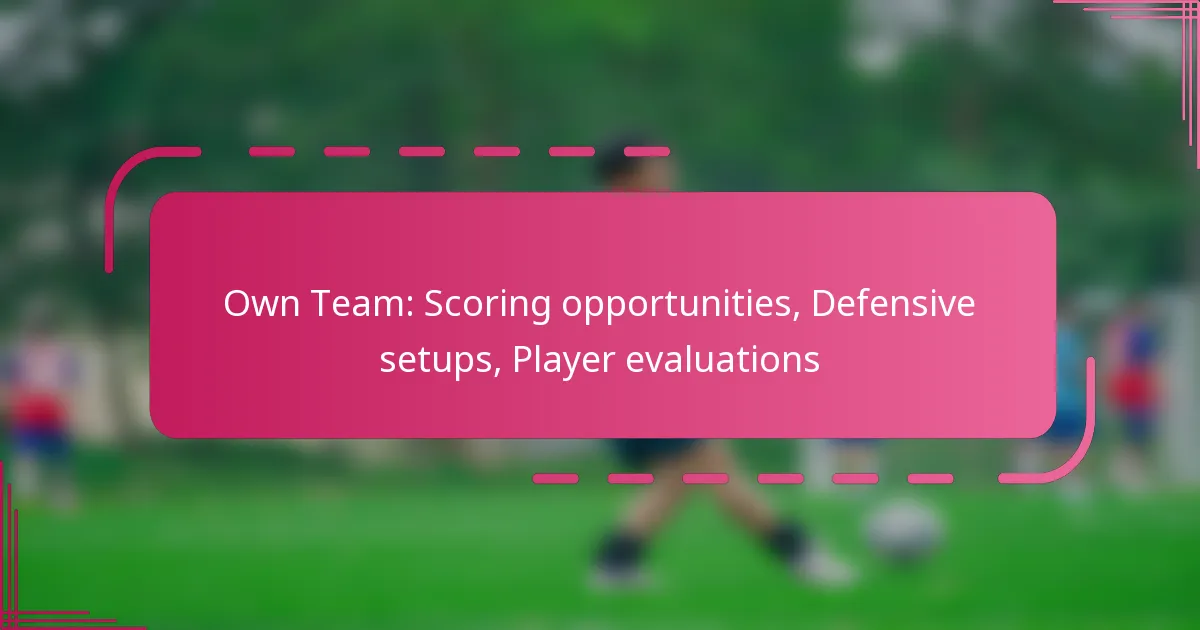 Own Team: Scoring opportunities, Defensive setups, Player evaluations