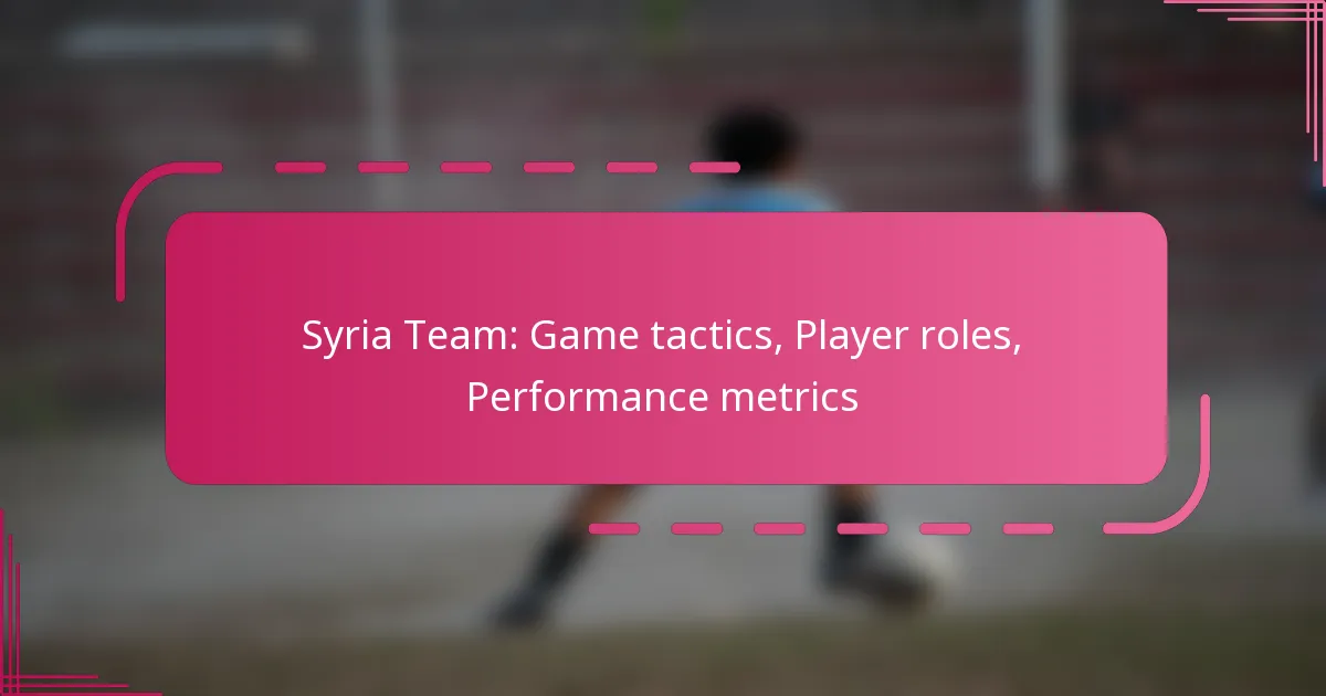 Syria Team: Game tactics, Player roles, Performance metrics