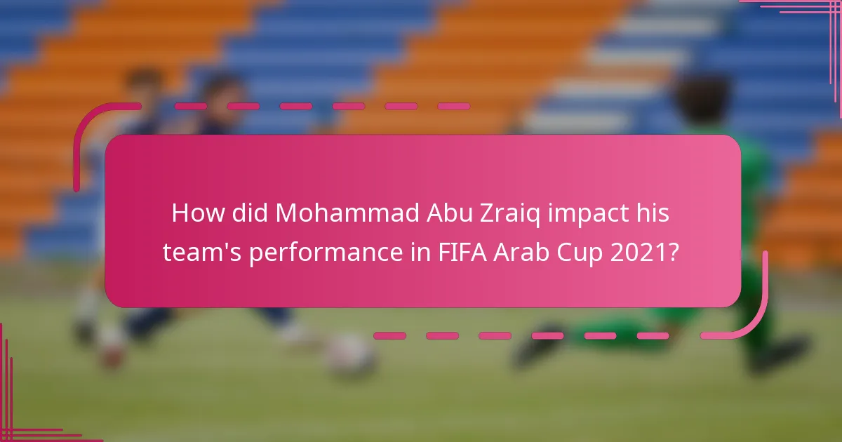 How did Mohammad Abu Zraiq impact his team's performance in FIFA Arab Cup 2021?