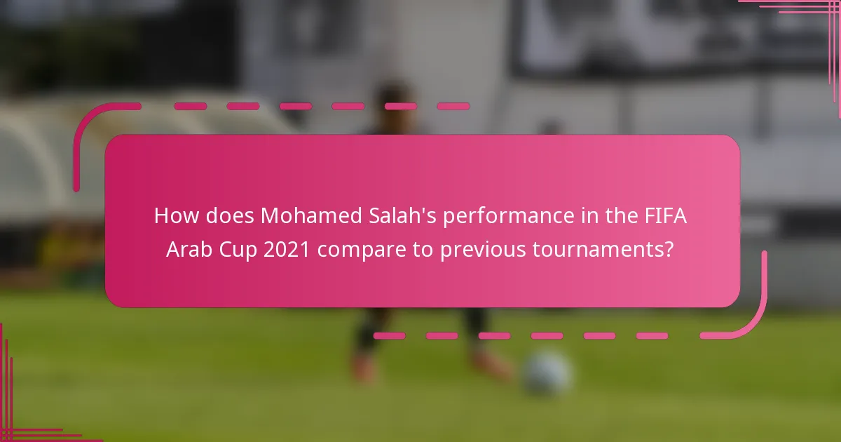 How does Mohamed Salah's performance in the FIFA Arab Cup 2021 compare to previous tournaments?