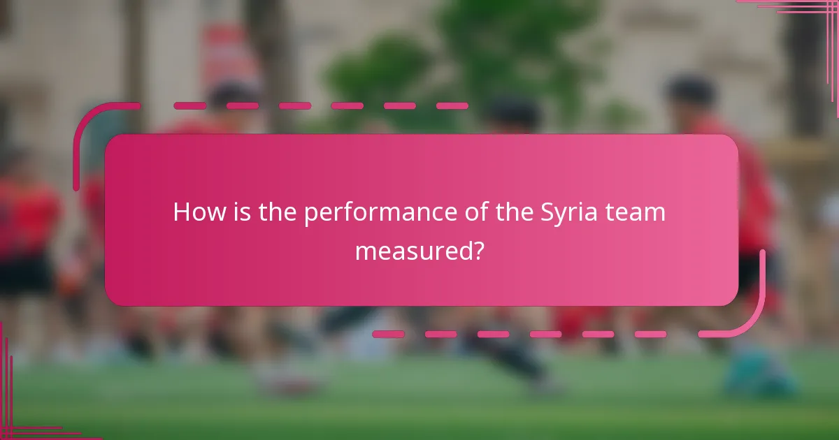How is the performance of the Syria team measured?